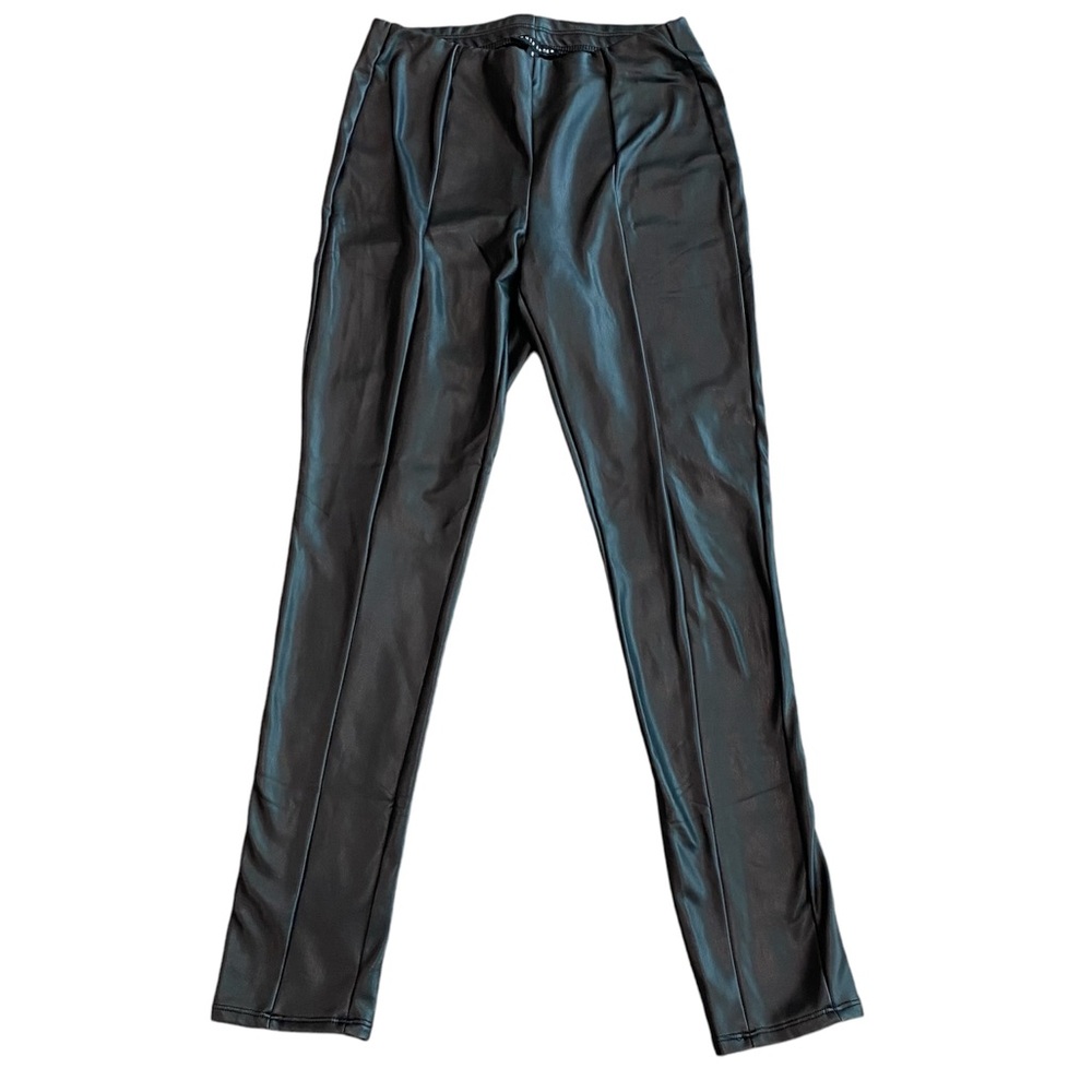 Faux leather women’s leggings black full length by Haute Monde size S